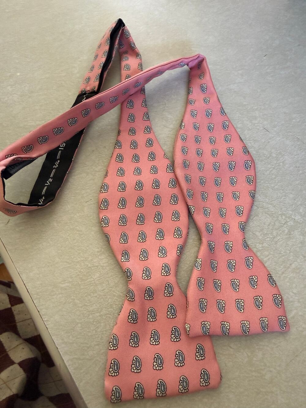 Vintage Hilditch & Key Pink Silk Bow Tie London